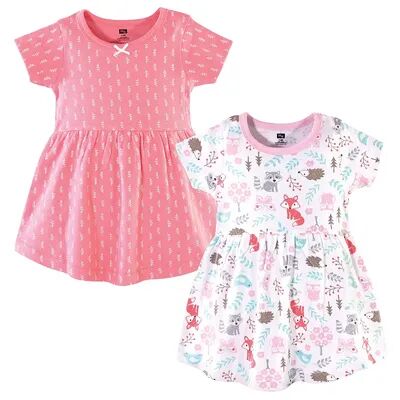 Hudson Baby Infant and Toddler Girl Cotton Short-Sleeve Dresses 2pk, Woodland Fox, Toddler Girl's, Size: 0-3 Months, Med Pink
