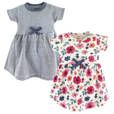 Touched by Nature Baby and Toddler Girl Organic Cotton Short-Sleeve Dresses 2pk, Garden Floral, Toddler Girl's, Size: 9-12Months, Brt Blue