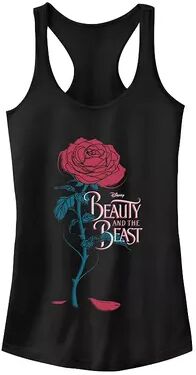 Disney Juniors' Disney's Beauty and the Beast Logo Rose Racerback Tank Top, Girl's, Size: Small, Black