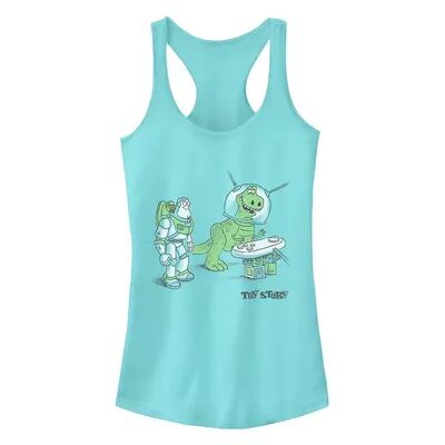 Disney Juniors' Disney Pixar Toy Story Buzz Rex Video Games Racerback Tank, Girl's, Size: XL, Brt Green