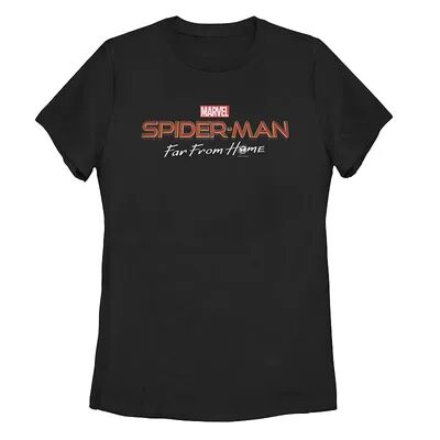 Licensed Character Juniors' Marvel Spider-Man Far From Home Movie Logo Tee Shirt, Girl's, Size: Medium, Black