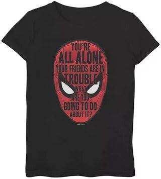 Licensed Character Girls 7-16 Marvel Spider-Man Far From Home Mask Quote Fill Tee, Girl's, Size: XL, Black