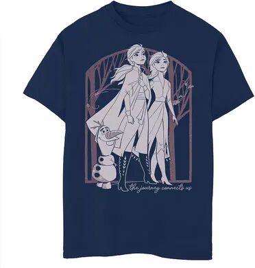 Disney s Frozen 2 Boys 8-20 Elsa Anna Olaf The Journey Connects Us Graphic Tee, Boy's, Size: Large, Blue