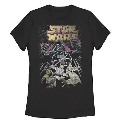 Licensed Character Juniors' Star Wars Vintage Classic Comic Book Tee, Girl's, Size: XL, Black
