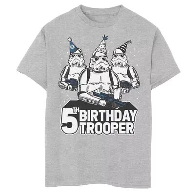 Licensed Character Boys 8-20 Star Wars Stormtrooper Party Hats Trio 5th Birthday Trooper Graphic Tee, Boy's, Size: Medium, Med Grey
