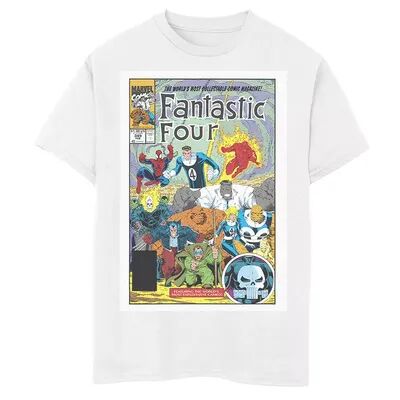 Marvel Boys 8-20 Marvel D23 Exclusive Fantastic Four Vintage Comic Book Cover Graphic Tee, Boy's, Size: Medium, White
