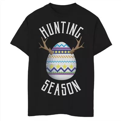 Licensed Character Boys 8-20 Easter Egg Hunting Season Patterned Antlers Graphic Tee, Boy's, Size: Large, Black
