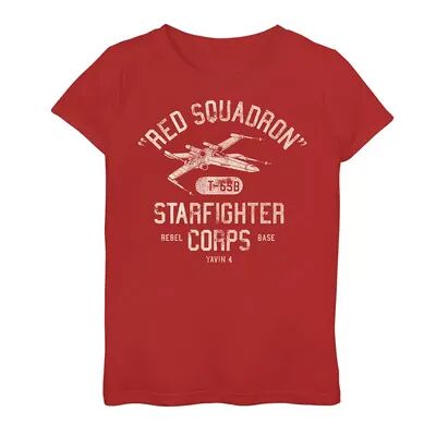Star Wars Girls 7-16 Star Wars Rebel X-Wing Starfighter Corps Collegiate Graphic Tee, Girl's, Size: Small, Red