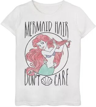 Disney s Little Mermaid Girls 7-16 Hair Don't Care Graphic Tee, Girl's, Size: Large, White