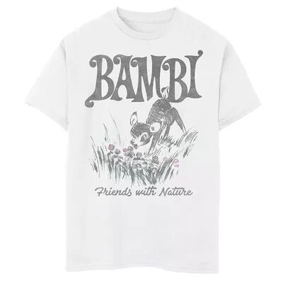 Disney s Bambi Boys 8-20 Friends With Nature Pencil Sketch Graphic Tee, Boy's, Size: XS, White