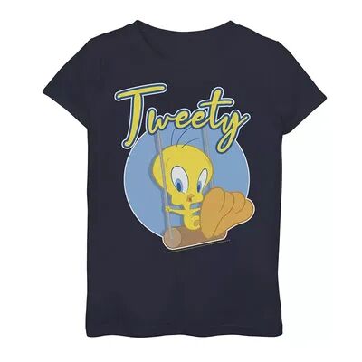 Licensed Character Girls 7-16 Looney Tunes Tweety Swing Portrait Graphic Tee, Girl's, Size: Small, Blue