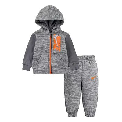 Nike Baby Boy Nike Dri-FIT Therma Fleece Zip Hoodie & Pants Set, Infant Boy's, Size: 24 Months, Silver