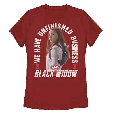 Licensed Character Juniors' Marvel Black Widow Unfinished Business Portrait Tee, Girl's, Size: Large, Red