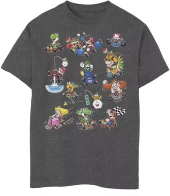 Licensed Character Boys 8-20 Nintendo Mario Kart Racers Action Mach Up Poster Graphic Tee, Boy's, Size: XL, Grey