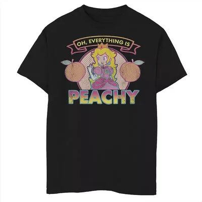 Licensed Character Boys 8-20 Nintendo Super Mario Princess Peach Everything's Peachy Graphic Tee, Boy's, Size: Small, Black