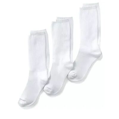 Lands' End Kids Lands' End 3 Pack Basic Cotton Crew Socks, Boy's, Size: Large, White