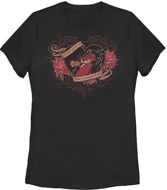 Licensed Character Juniors' Disney Villains Valentine's Scar Hunting For A Valentine Tee, Girl's, Size: Small, Black