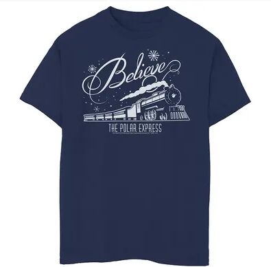 Licensed Character Boys 8-20 The Polar Express Believe Graphic Tee, Boy's, Size: Small, Blue