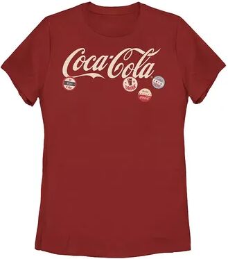 Licensed Character Juniors' Coca-Cola Coke with Buttons Logo Graphic Tee, Girl's, Size: XL, Red