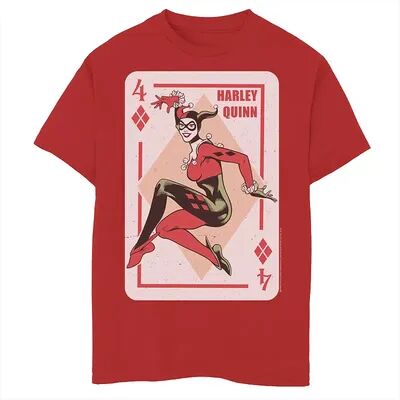 Licensed Character Boys 8-20 Batman Harley Quinn Playing Card Graphic Tee, Boy's, Size: XS, Red
