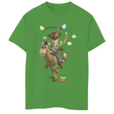 Disney / Pixar's Toy Story Boys 8-20 Woody Bullseye X-Mas Light Graphic Tee, Boy's, Size: XS, Med Green