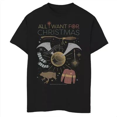 Harry Potter Boys 8-20 Harry Potter Christmas All I Want For Christmas Accessories Graphic Tee, Boy's, Size: XS, Black