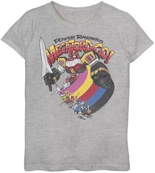 Licensed Character Girls 7-16 Power Rangers Megazord Go Portrait Graphic Tee, Girl's, Size: XL, Grey