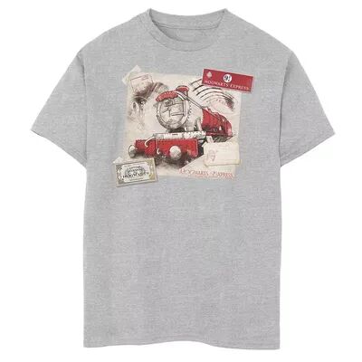 Harry Potter Boys 8-20 Harry Potter Hogwarts Express Post Card Graphic Tee, Boy's, Size: Large, Med Grey