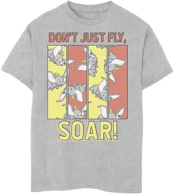 Disney s Dumbo Boys 8-20 Don't Just Fly, Soar! Collage Vintage Poster Graphic Tee, Boy's, Size: Large, Grey