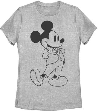 Licensed Character Disney's Mickey Mouse Juniors' Formal Outfit Graphic Tee, Girl's, Size: Medium, Grey