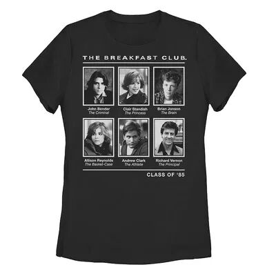Licensed Character Juniors' Breakfast Club Year Book Club Photos Graphic Tee, Girl's, Size: XL, Black