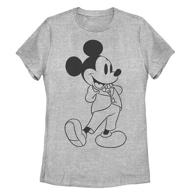 Licensed Character Disney's Mickey Mouse Juniors' Formal Outfit Graphic Tee, Girl's, Size: XL, Grey