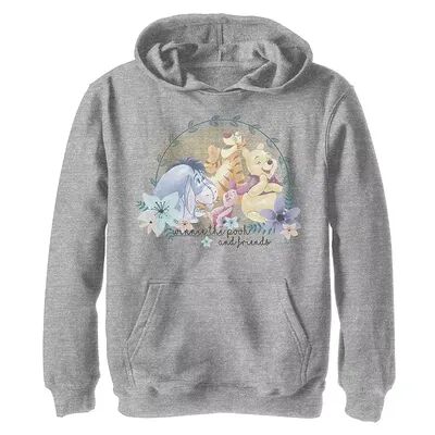 Disney s Winnie The Pooh & Friends Boys 8-20 Floral Portrait Graphic Fleece Hoodie, Boy's, Size: Small, Grey