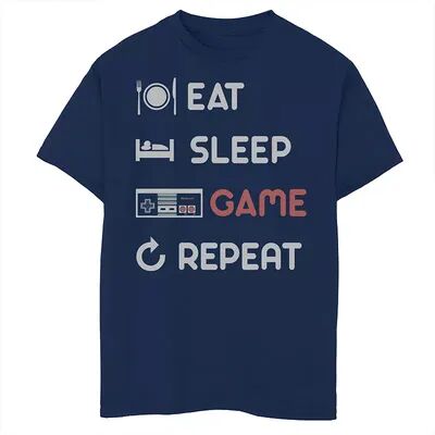 Licensed Character Boys 8-20 Nintendo Eat Sleep Game Repeat Tee, Boy's, Size: XL, Blue