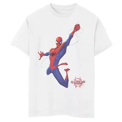 Marvel Boys 8-20 Marvel Into The Spiderverse Spider-Man Classic Swing Graphic Tee, Boy's, Size: Large, White