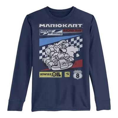 Licensed Character Boys 8-20 Mario Kart Racing Team Poster Long-Sleeve Graphic Tee, Boy's, Size: Large, Blue