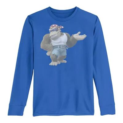 Licensed Character Boys 8-20 Nintendo Donkey Kong Country Funky Kong Simple Long-Sleeve Graphic Tee, Boy's, Size: Medium, Med Blue