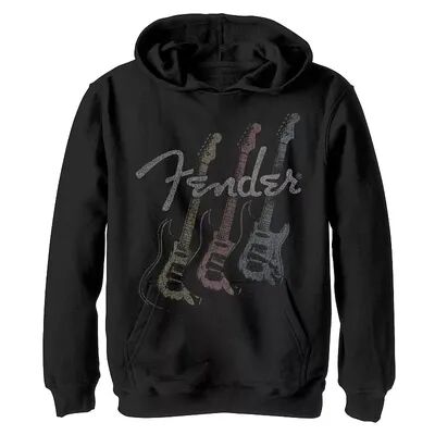 Licensed Character Boys 8-20 Fender Stacked Guitar Faded Logo Hoodie, Boy's, Size: Small, Black