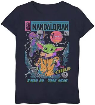 Star Wars Girls 7-16 Star Wars: The Mandalorian The Child Comic Book Graphic Tee, Girl's, Size: Small, Blue