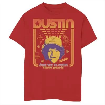 Licensed Character Boys 8-20 Stranger Things Dustin Floating Head Resist The Pearls Star Graphic Tee, Boy's, Size: Medium, Red