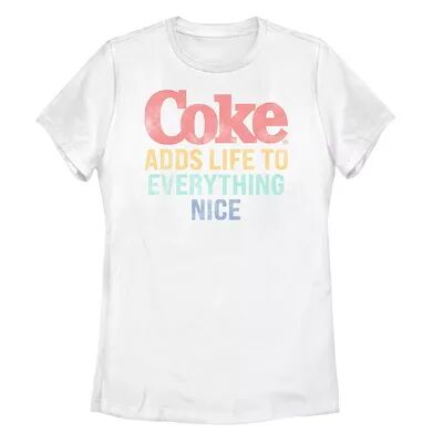 Licensed Character Juniors' Coca Cola Coke Adds Life Text Tee, Girl's, Size: Large, White
