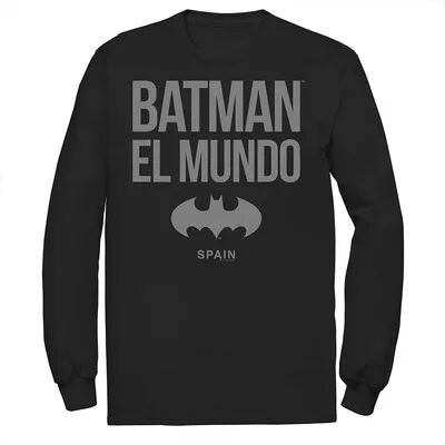 Licensed Character Men's Batman: El Mundo Spain Icon Logo Tee, Size: Large, Black