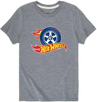 Licensed Character Boy's 8-20 Hot Wheels Flaming Tire Logo Tee, Size: Medium, Med Grey