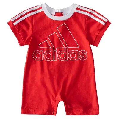 adidas Baby Boy adidas 3-Stripe Logo Graphic Romper, Infant Boy's, Size: 6 Months, Brt Red