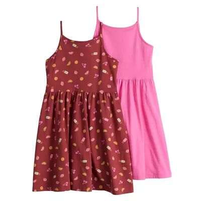 Jumping Beans Girls 4-12 Jumping Beans 2-Pack Spaghetti Strap Tank Dresses, Girl's, Dark Pink