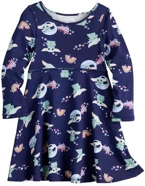 Jumping Beans Toddler Girl Jumping Beans The Mandalorian Adaptive Sensory Friendly Grogu aka Baby Yoda Long Sleeve Skater Dress, Toddler Girl's, Size: 5T, Dark Blue