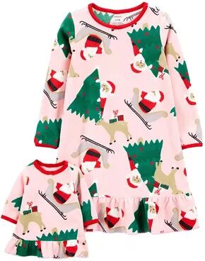 Carter's Girls 4-14 Carter's Christmas Nightgown with Coordinating Doll Nightgown, Girl's, Size: 8-10, Santa