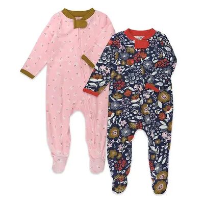 HONEST BABY CLOTHING Baby Girl HONEST BABY CLOTHING Organic 2-Pack Sleep & Plays, Infant Girl's, Size: 6-9 Months, Blue