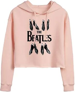 Licensed Character Juniors' The Beatles Shoe Cropped Graphic Hoodie, Girl's, Size: Large, Light Pink