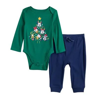 Disney Baby Boy Disney Mickey Mouse & Friends Christmas Tree Bodysuit & Jogger Pants Set Jumping Beans , Infant Boy's, Size: 6 Months, Turquoise/Blue
